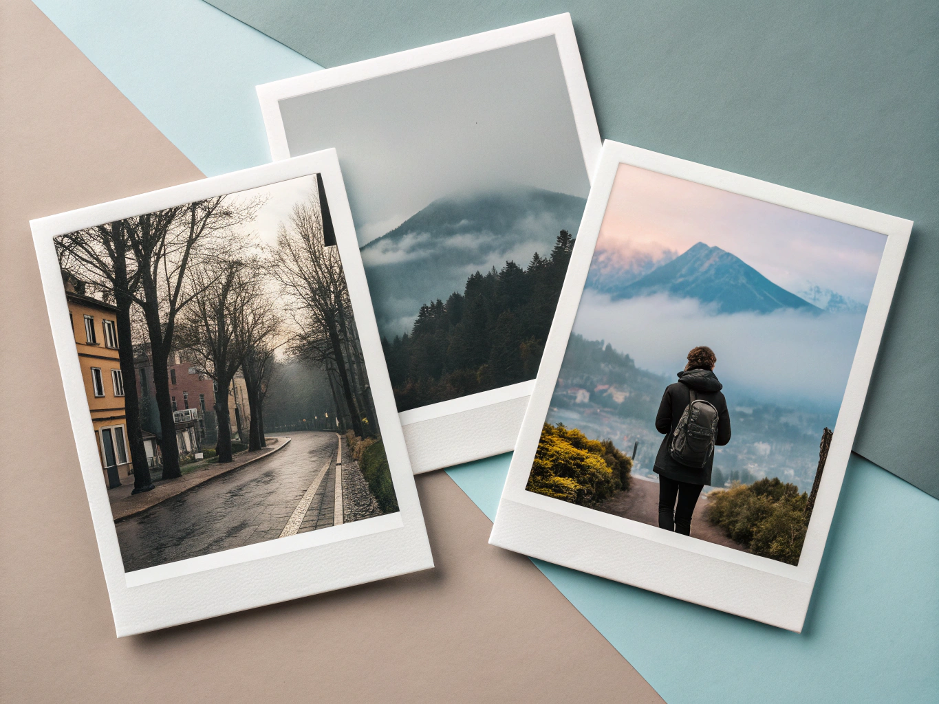 Conceptual mood board with textures and color palettes